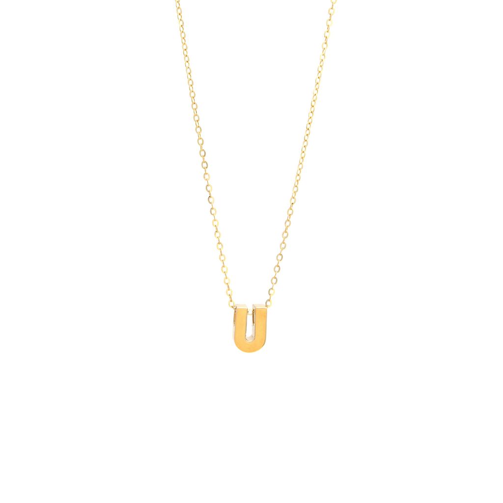 8MM Simple Initial Letter Necklace Cadena con Inicial