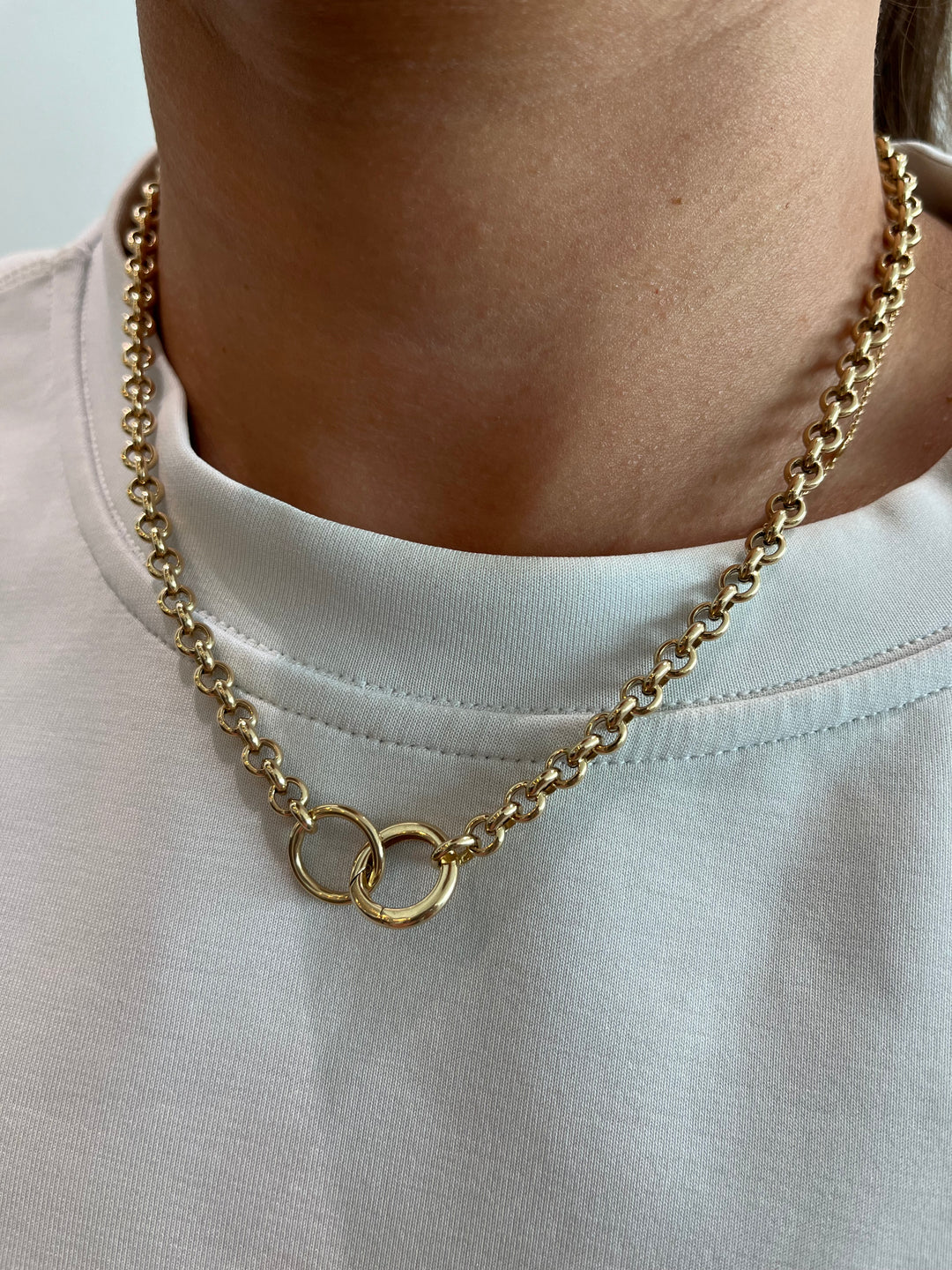 14K Rolo Link Circle Necklace