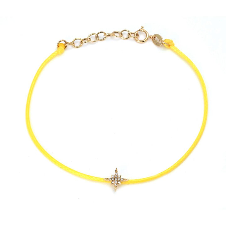 Yellow Gold Destello Star micro Pave Diamond cordon Bracelet