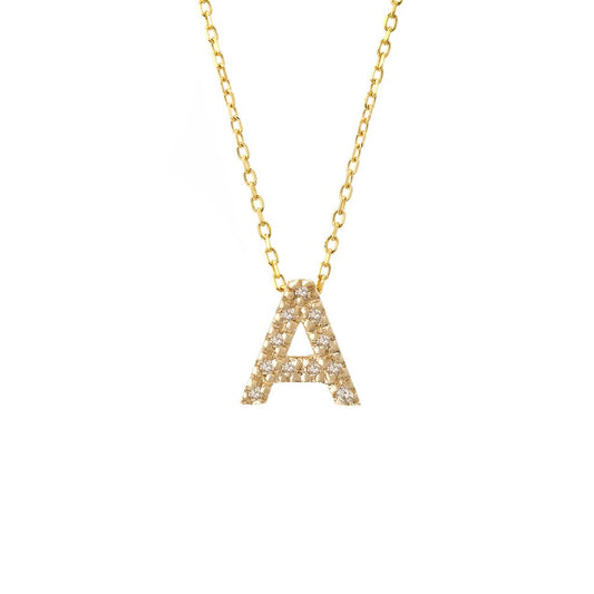 Micro Pave Diamond 0.07ct  7mm Initial Letters Necklace