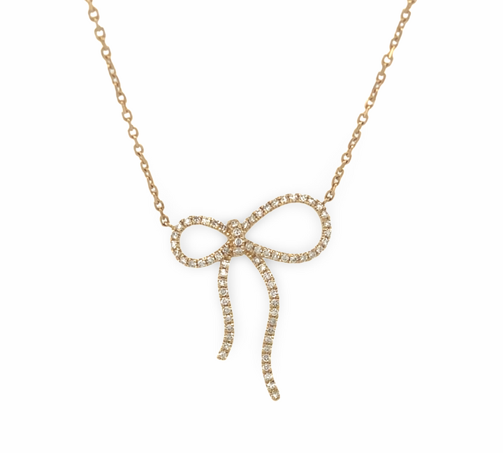 14K Lazo ( Bow )0.25 ct Diamond Necklace