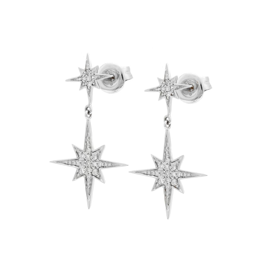 14K Micro Pave Diamond Destellos Earring (Star burst)