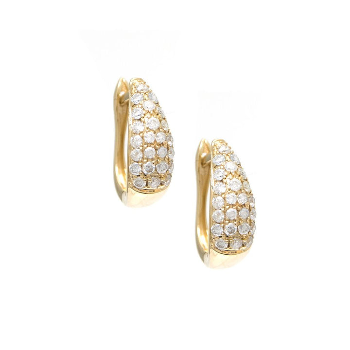 14K Hoop Round Micro Pave Diamond Earrings