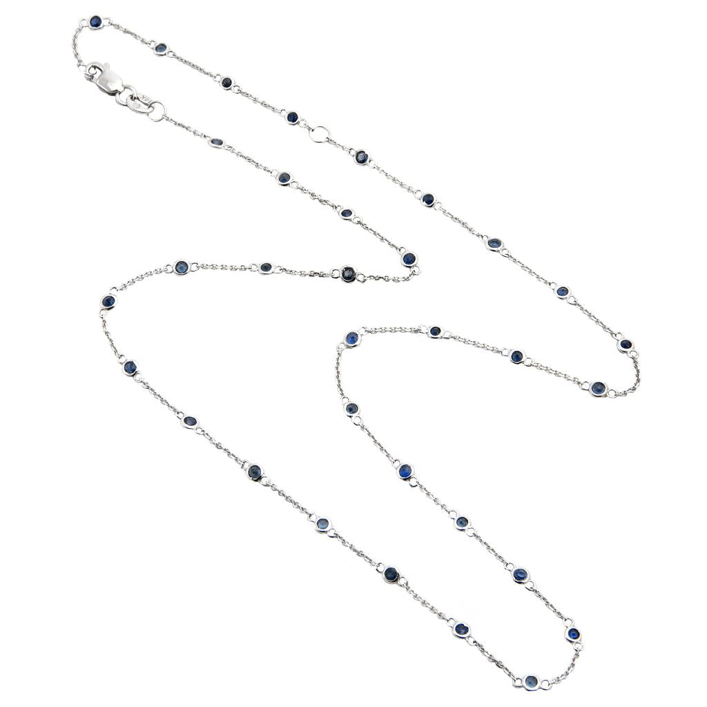 14K By The Yard Round Bezel Sapphire Necklace