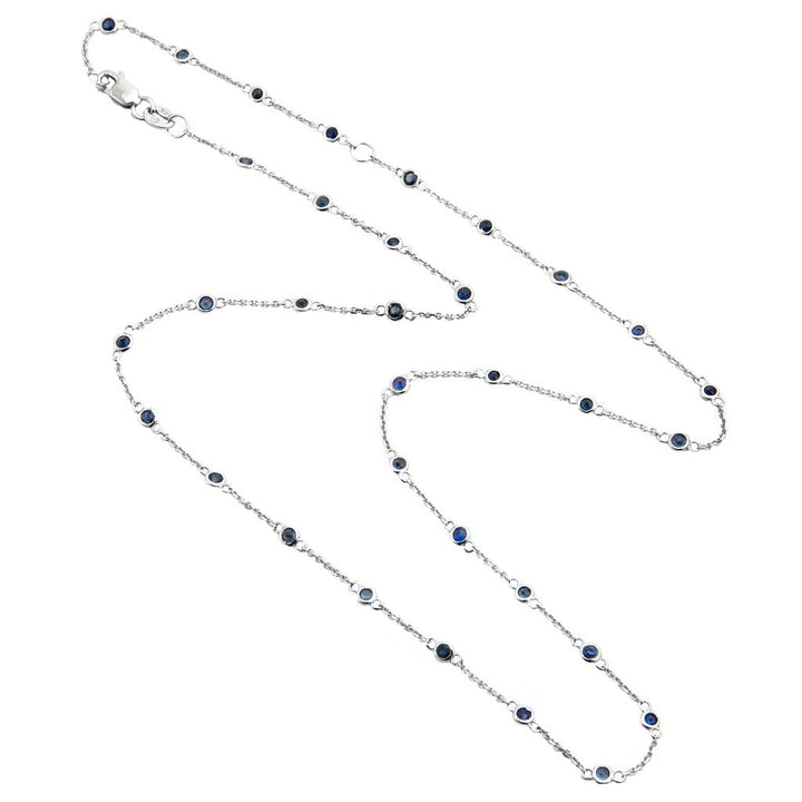 14K By The Yard Round Bezel Sapphire Necklace