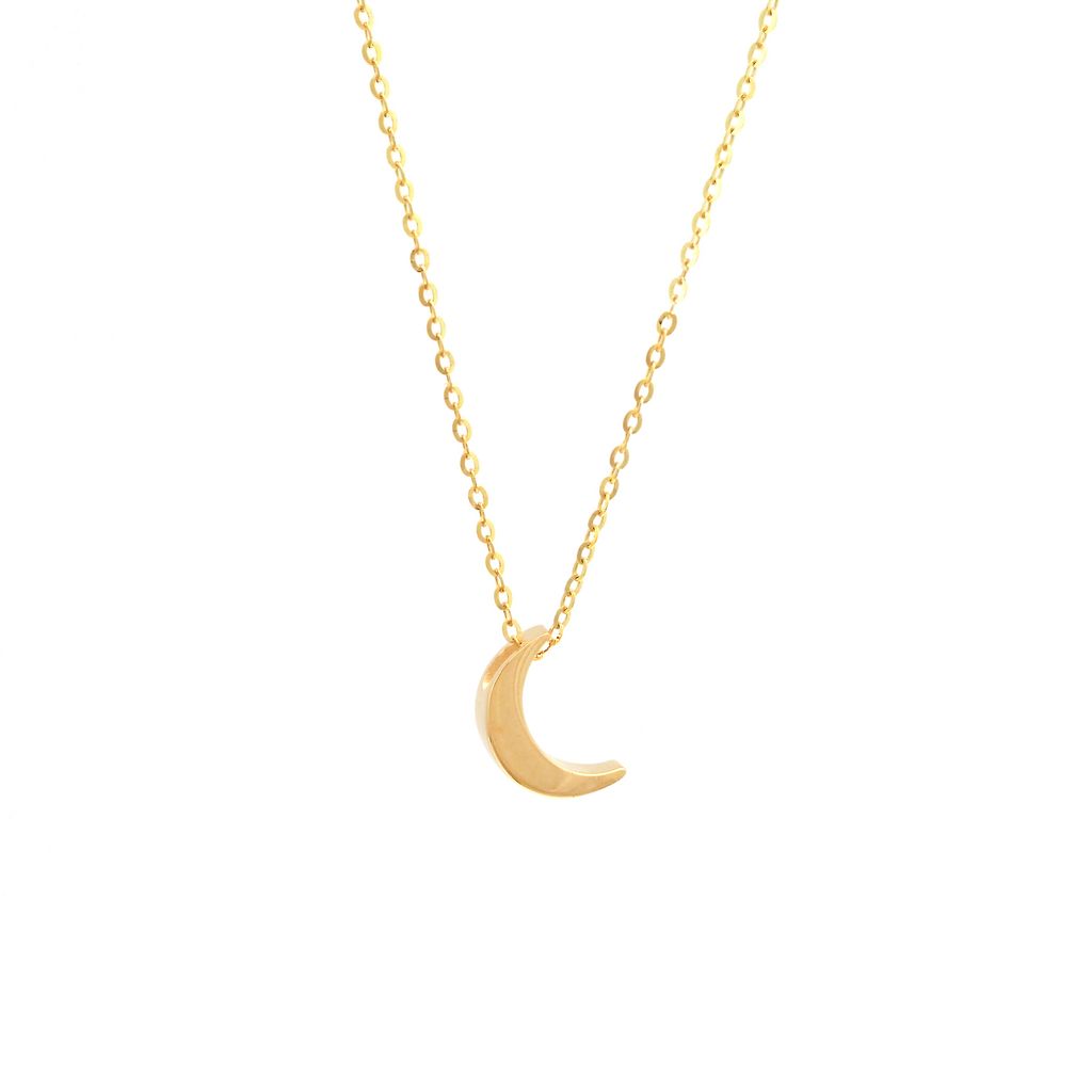 14K Gold Moon Pendant Necklace