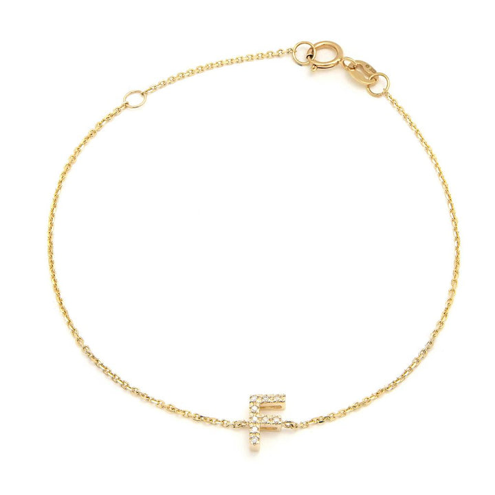 14K Initial Single Prong Diamond Bracelet