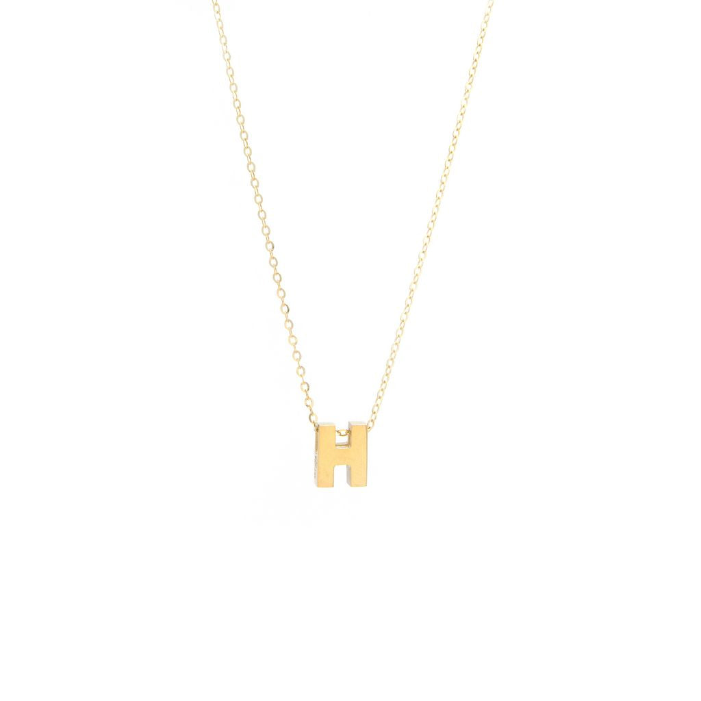 8MM Simple Initial Letter Necklace Cadena con Inicial