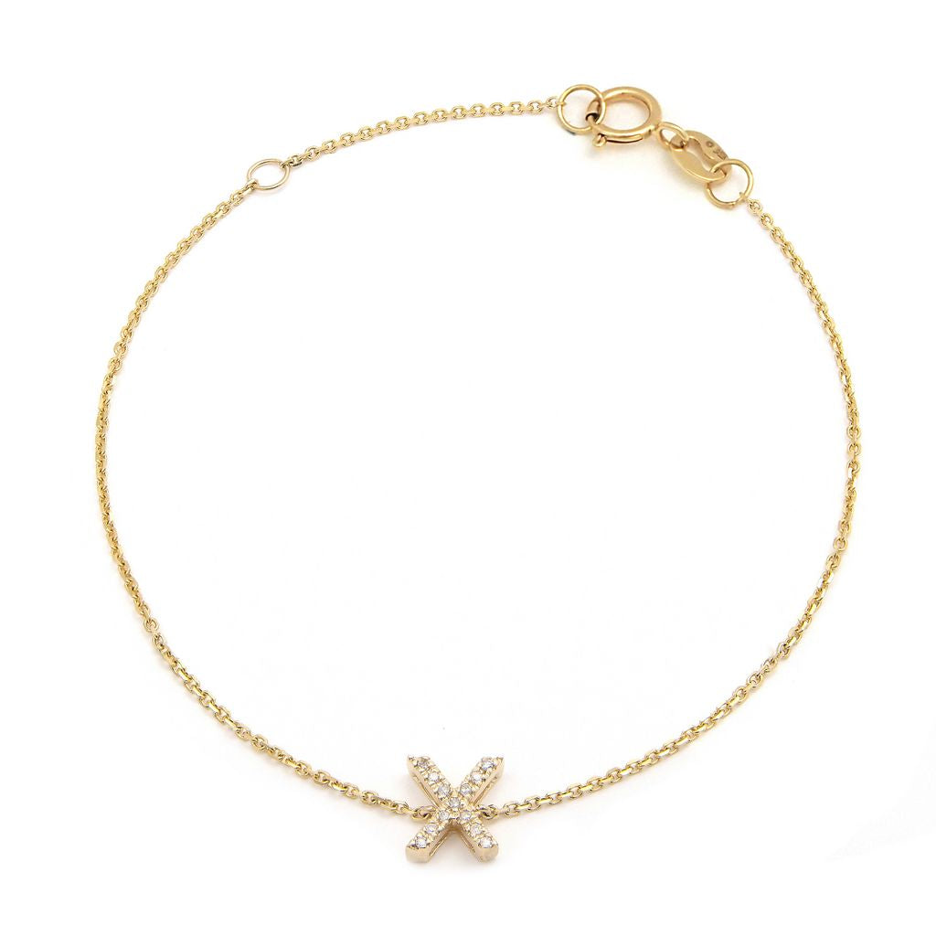 14K Initial Single Prong Diamond Bracelet