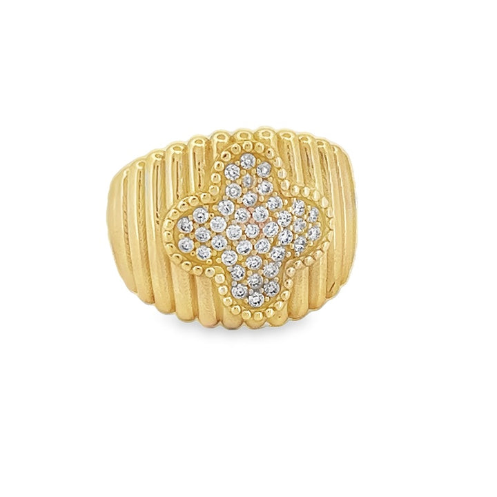 14K Flower Cz Ring