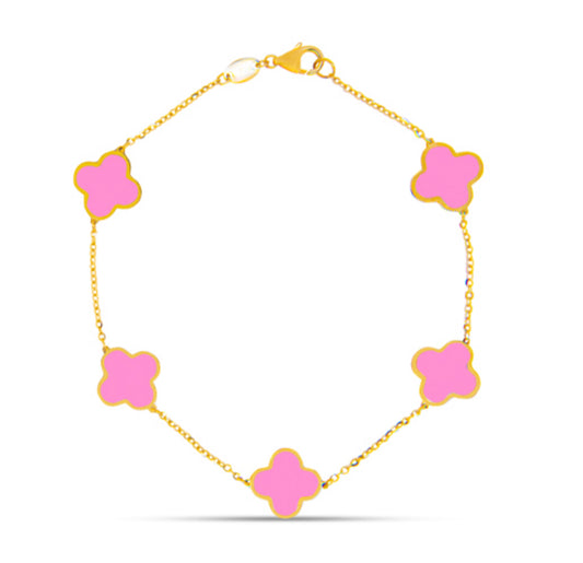 14k Gold Synthetic Pink Bracelet