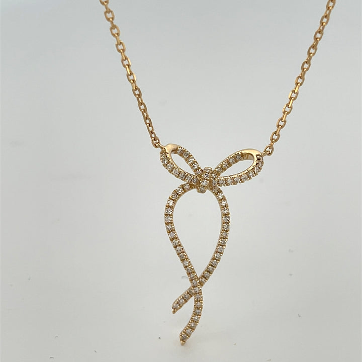 14K Gold 0.25 ct Diamond Lazos Bow Necklace