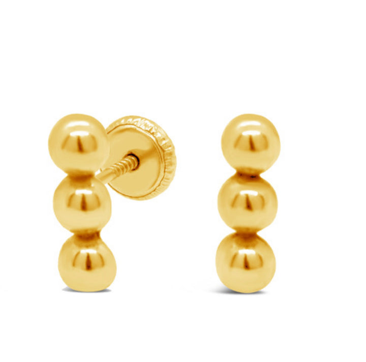 14K Trio Ball Earrings screw back