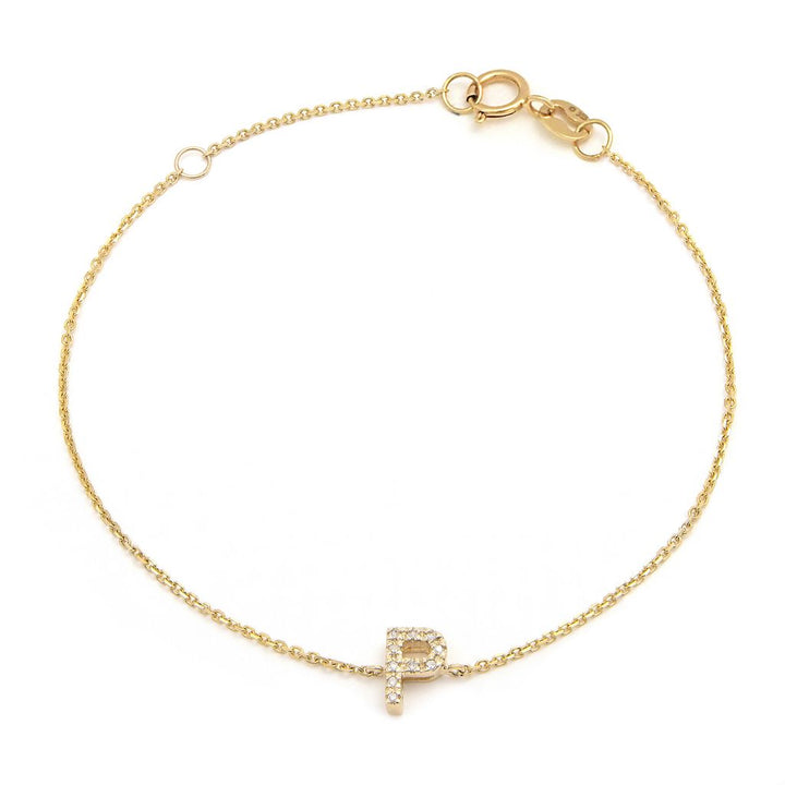 14K Initial Single Prong Diamond Bracelet