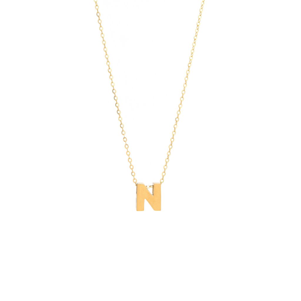 8MM Simple Initial Letter Necklace Cadena con Inicial