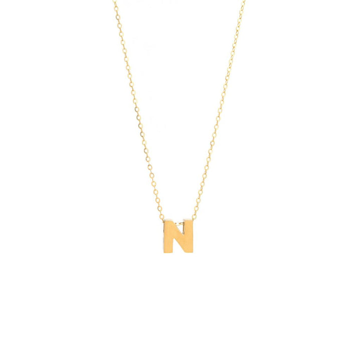 8MM Simple Initial Letter Necklace Cadena con Inicial