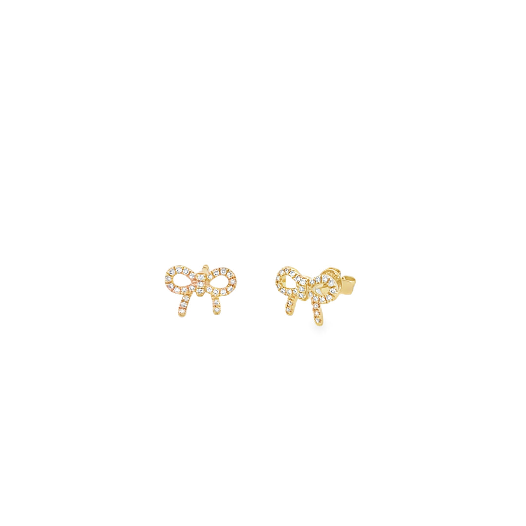 14K 0.15 ct diamond Lazos Bow Earrings push backs