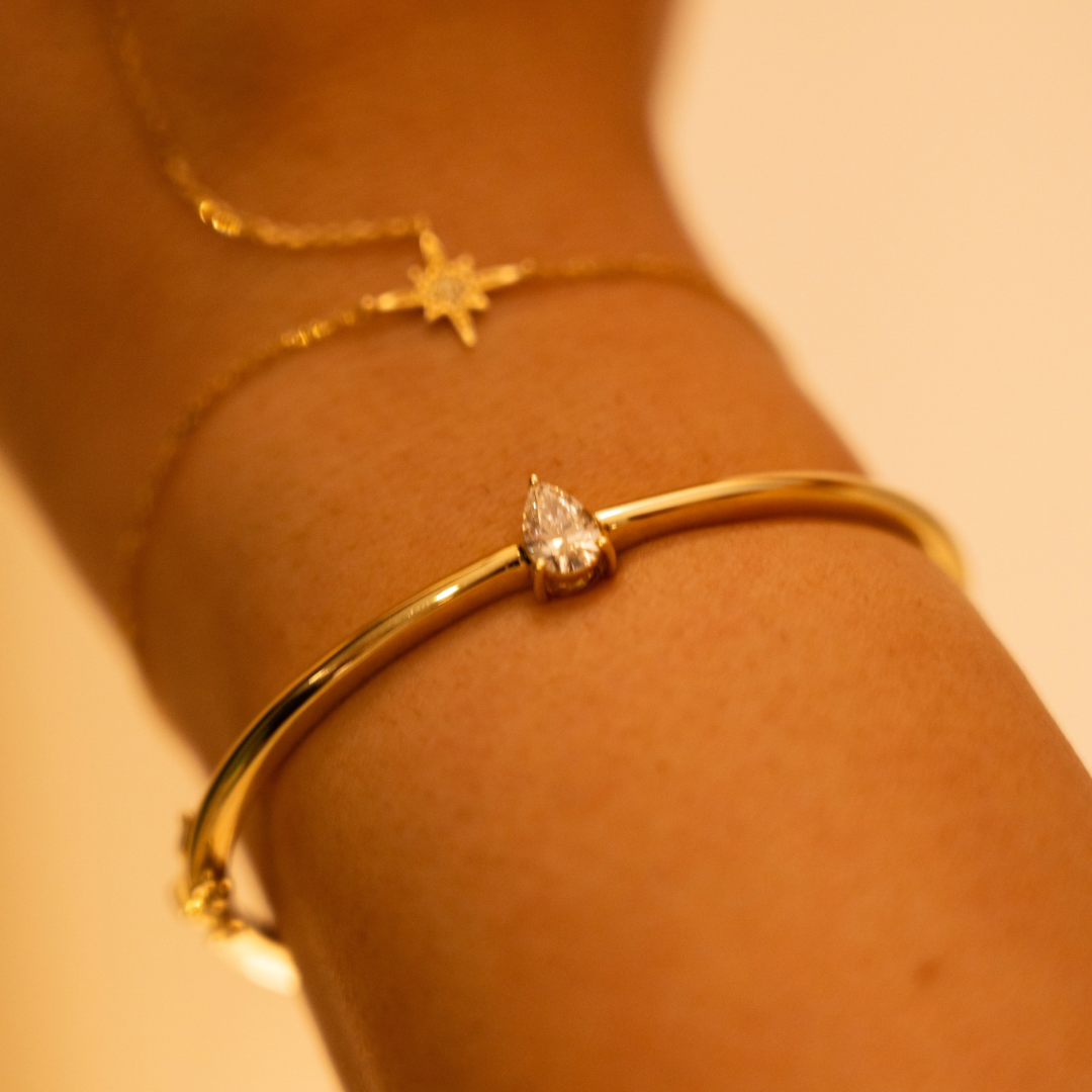 LAB 14K Diamond Pear Bangle