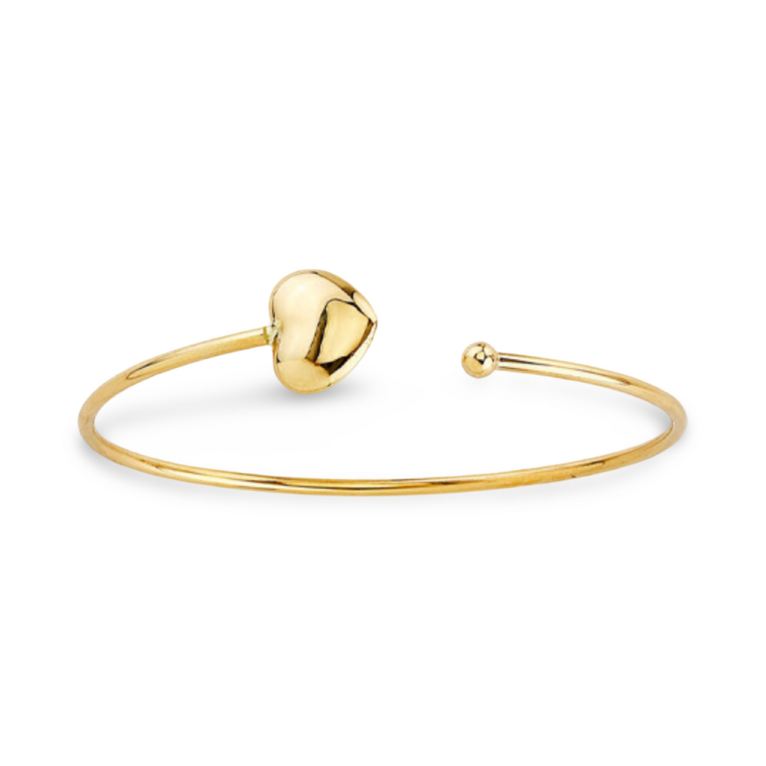 14K Heart and Ball Bangle