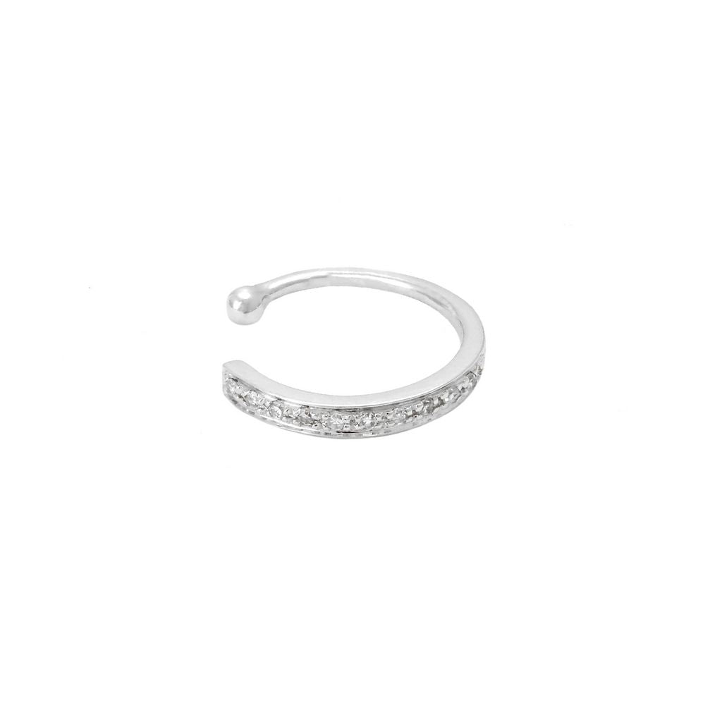 Single Micro Pave Diamond Earring Ear Cuff