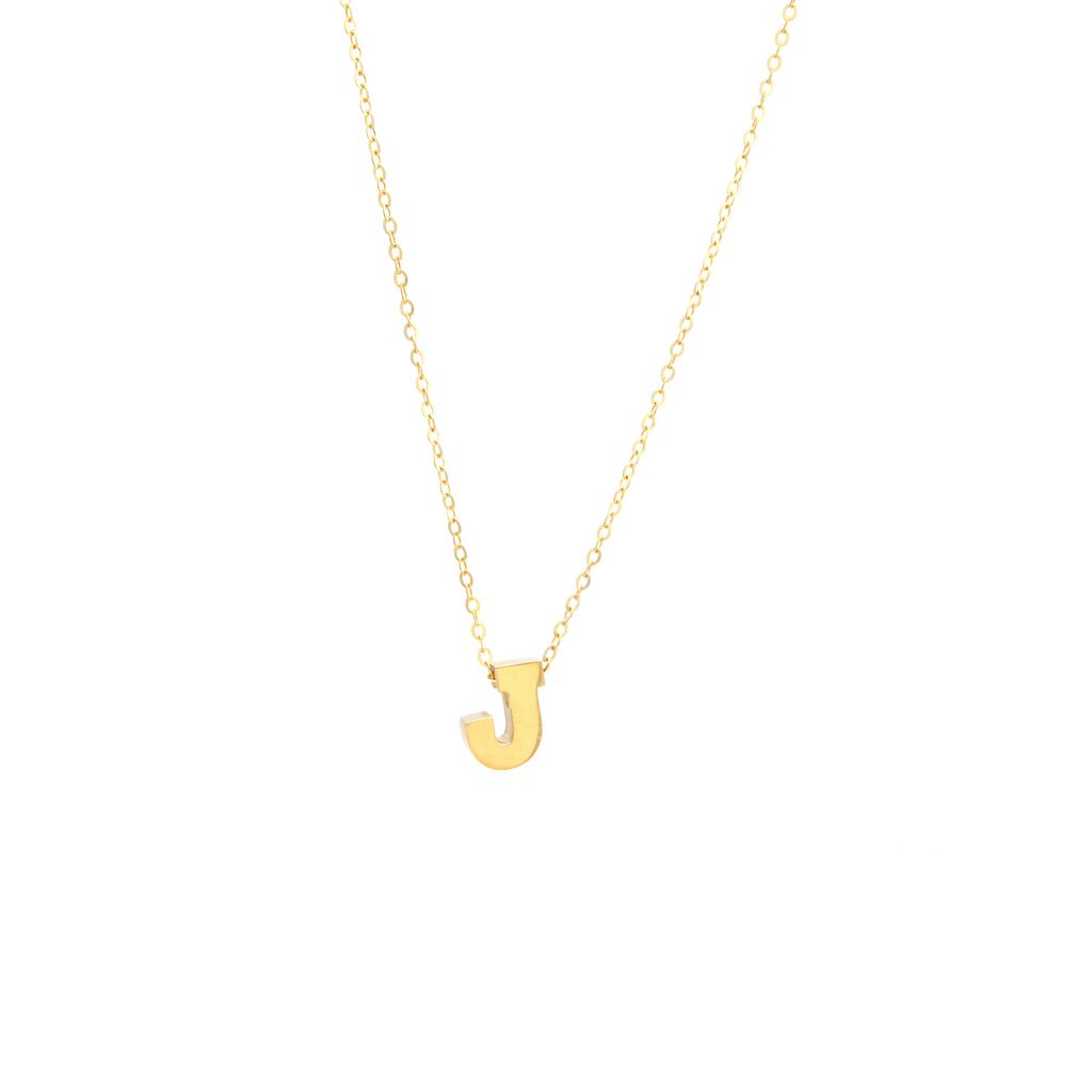 8MM Simple Initial Letter Necklace Cadena con Inicial