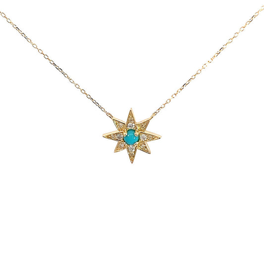 14K Diamond Turquesa Destellos (Star Burst ) Necklace