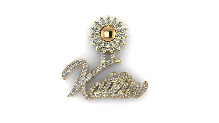 14K Solid Gold And Full Diamonds Custom Name Pendant