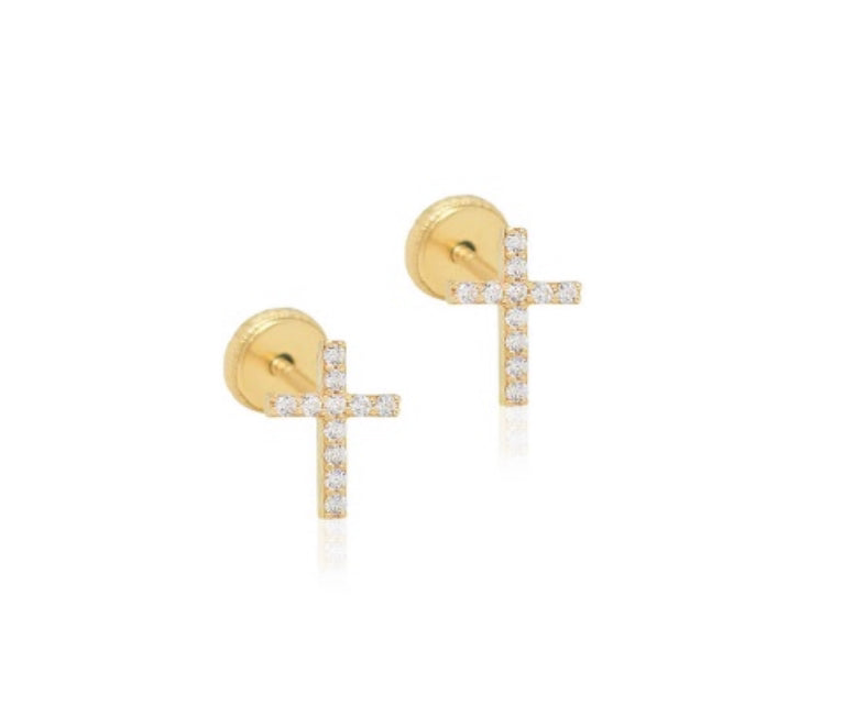 14K Fine Cruz Earrings screw back