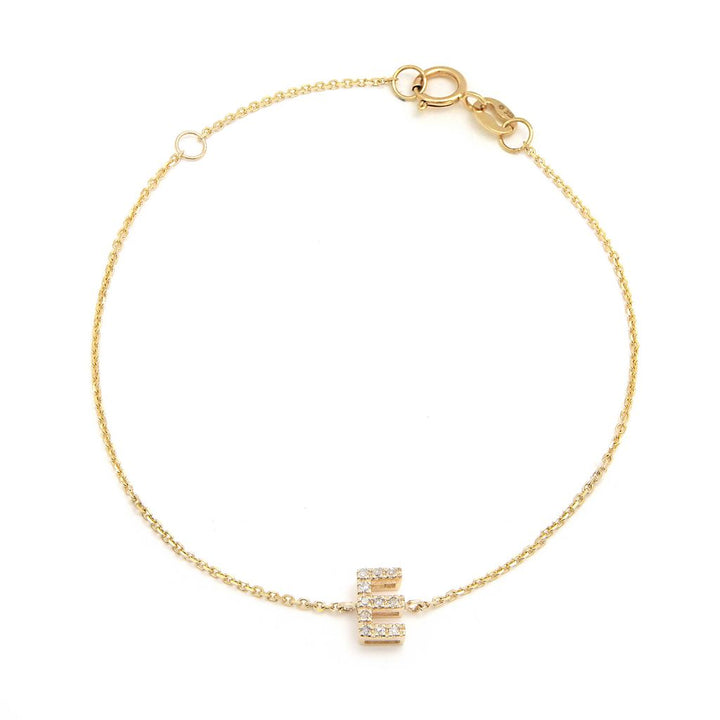 14K Initial Single Prong Diamond Bracelet