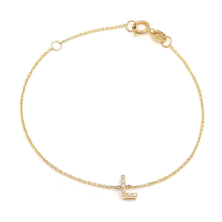 14K Initial Single Prong Diamond Bracelet