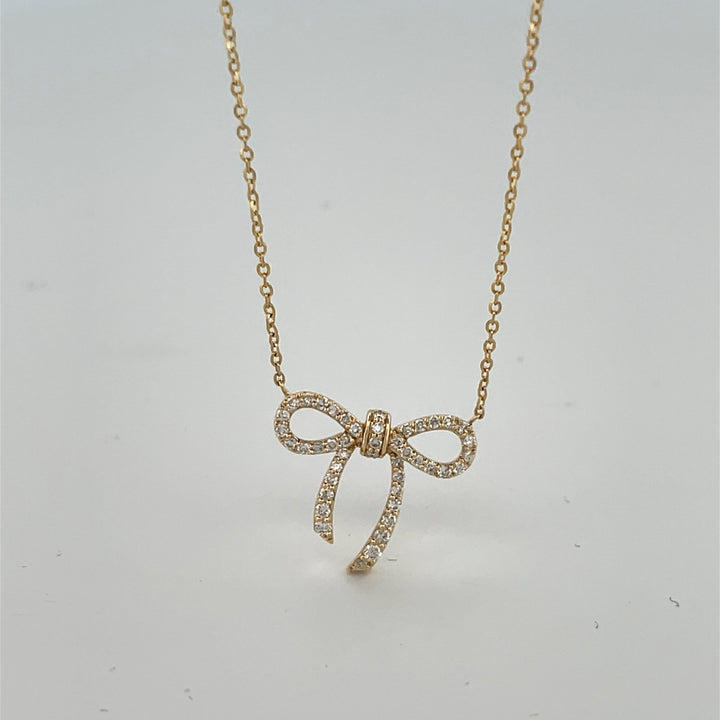 14K Gold 0.25 ct Diamond Lazos Bow Necklace