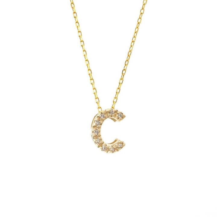 Micro Pave Diamond 0.07ct  7mm Initial Letters Necklace