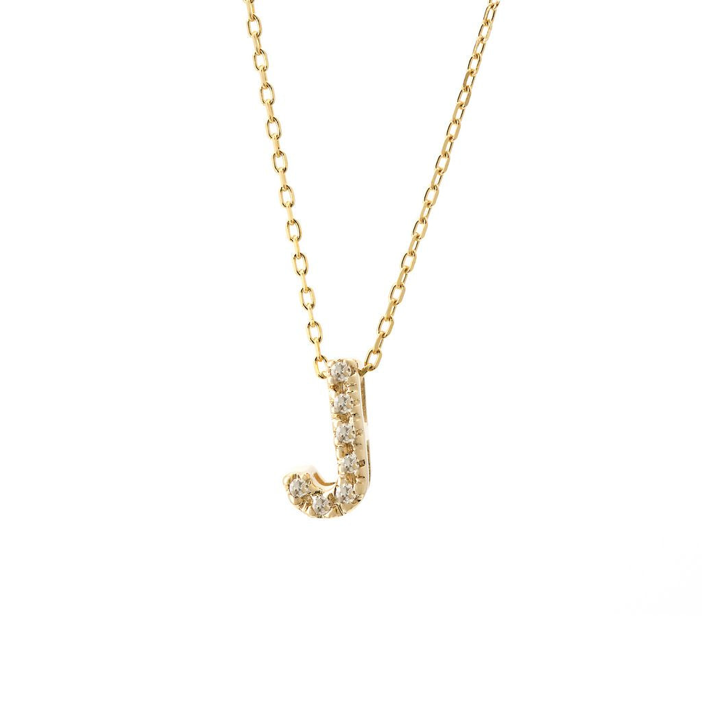 Micro Pave Diamond 0.07ct  7mm Initial Letters Necklace