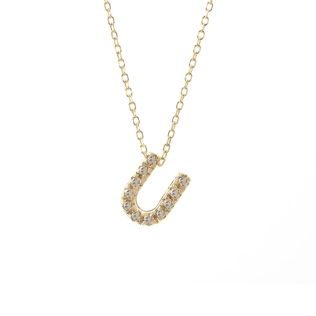 Micro Pave Diamond 0.07ct  7mm Initial Letters Necklace