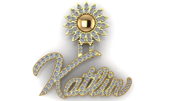 14K Solid Gold And Full Diamonds Custom Name Pendant