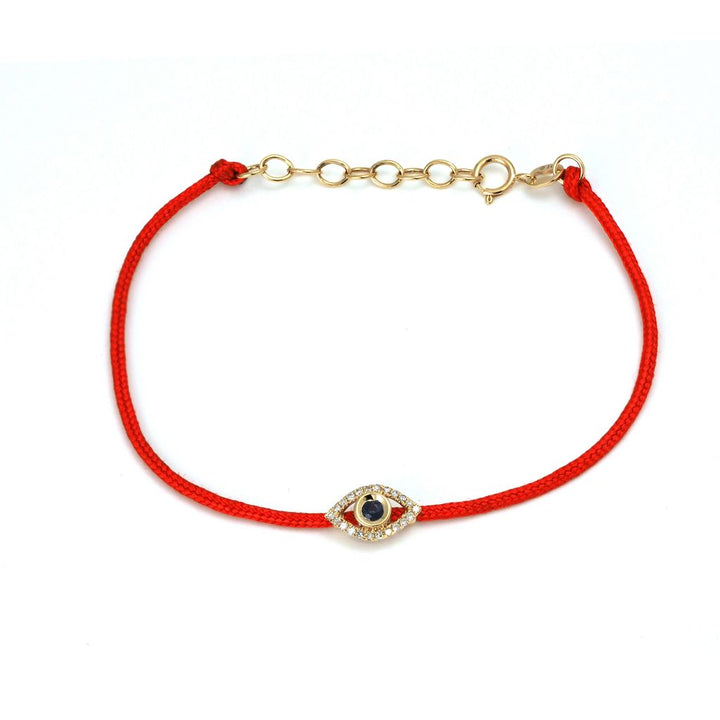 Yellow Gold Evil Eye Round Bezel Diamond cordon Bracelet