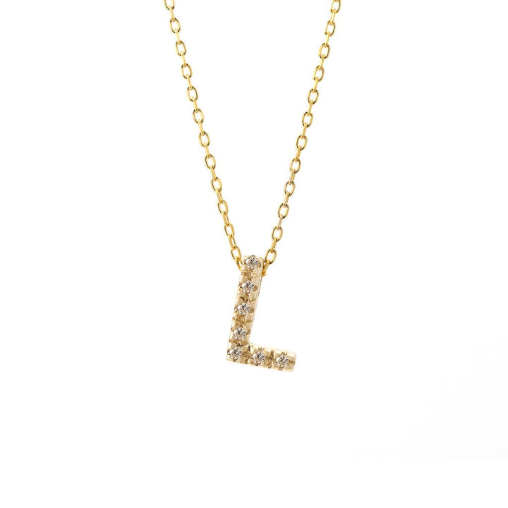 Micro Pave Diamond 0.07ct  7mm Initial Letters Necklace