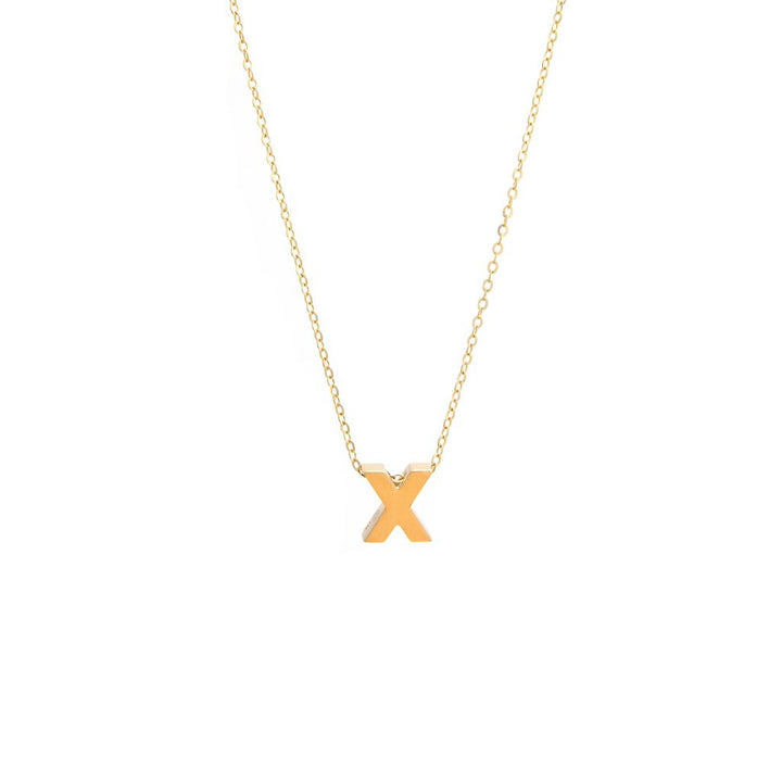 8MM Simple Initial Letter Necklace Cadena con Inicial