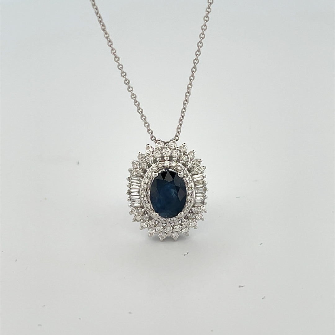 14K yellow gold 0.53 ct Sapphire 1.30 ct  Necklace