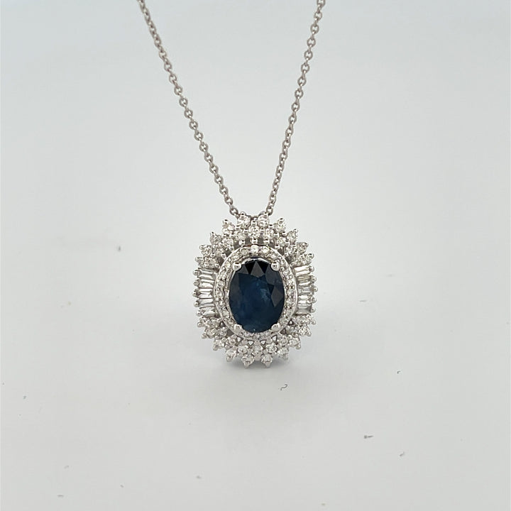 14K yellow gold 0.53 ct Sapphire 1.30 ct  Necklace