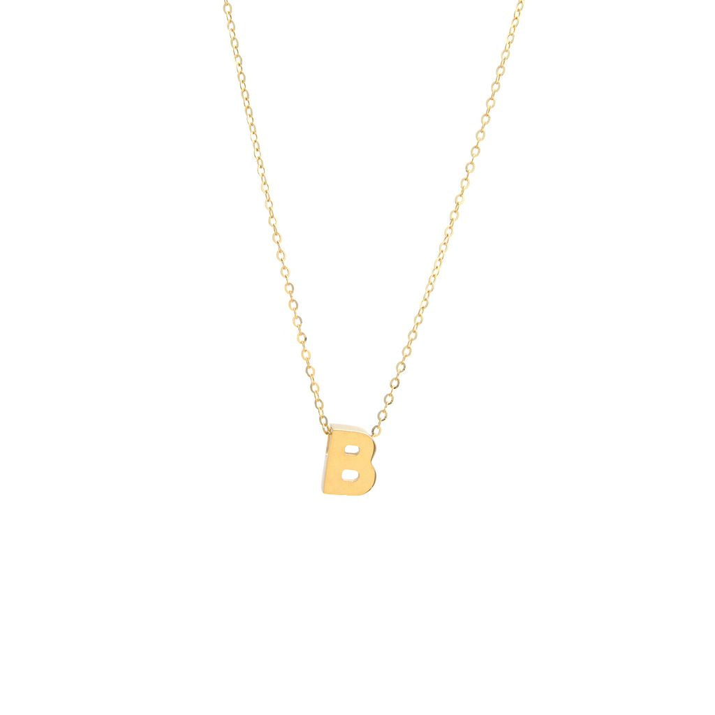 8MM Simple Initial Letter Necklace Cadena con Inicial