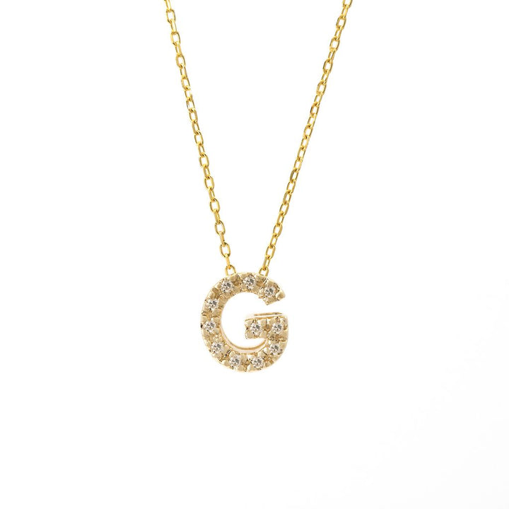 Micro Pave Diamond 0.07ct  7mm Initial Letters Necklace