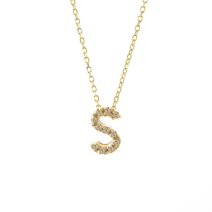 Micro Pave Diamond 0.07ct  7mm Initial Letters Necklace