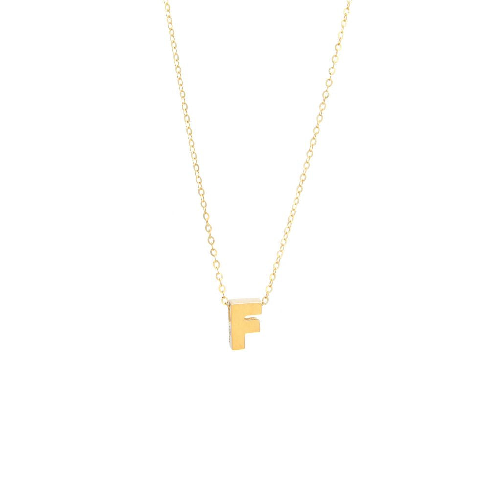 8MM Simple Initial Letter Necklace Cadena con Inicial