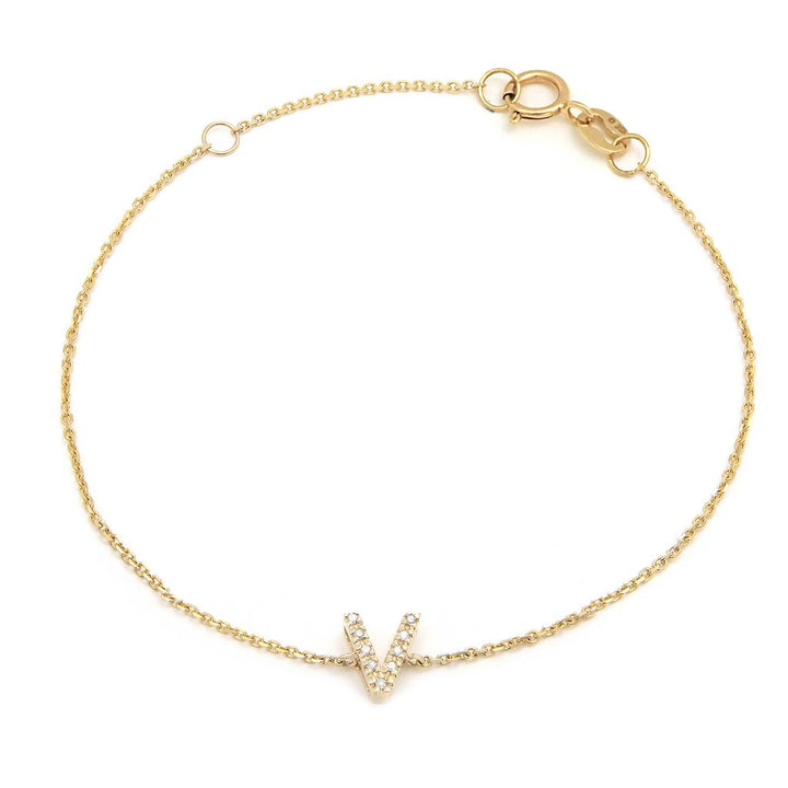 14K Initial Single Prong Diamond Bracelet