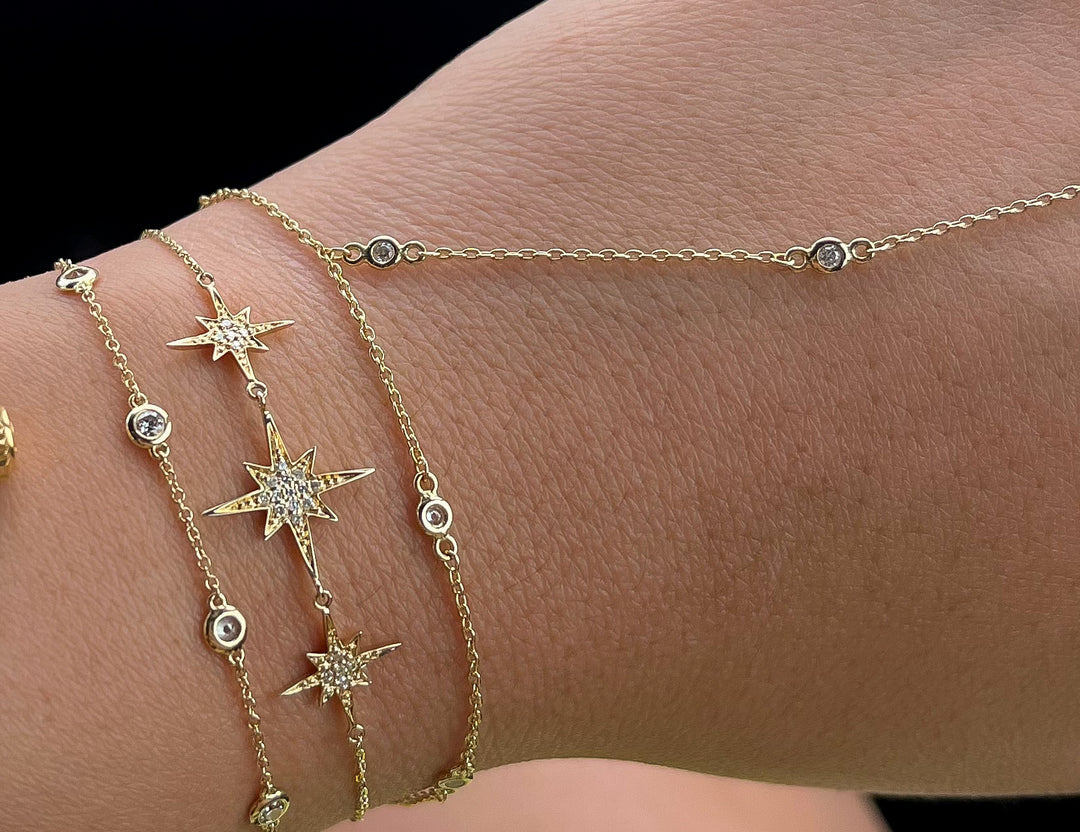 14K Diamond Destellos Star Burst Bracelet