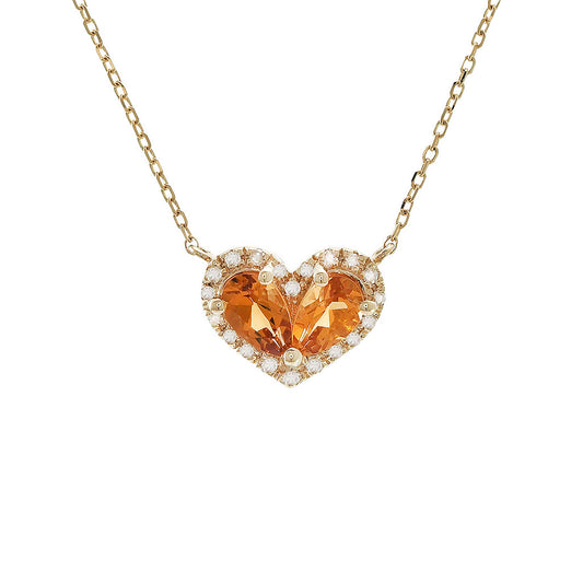 Diamond + Citrine Heart Shape Necklace