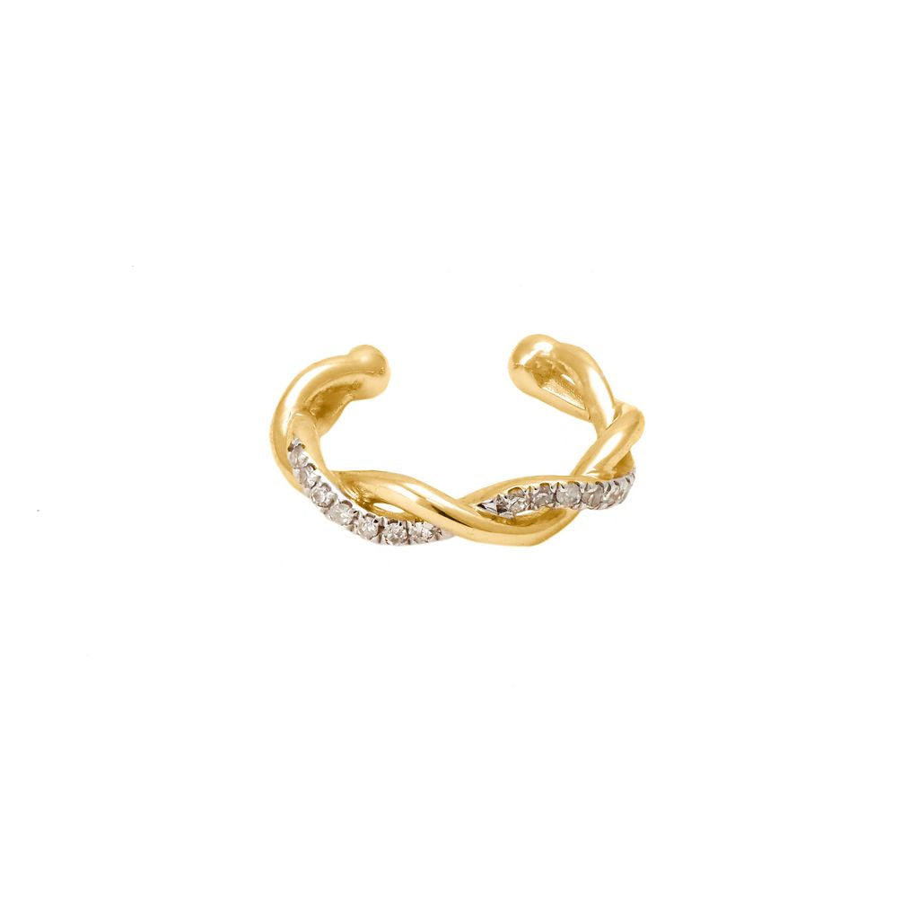 Single Micro Pave Diamond Earring Cuff