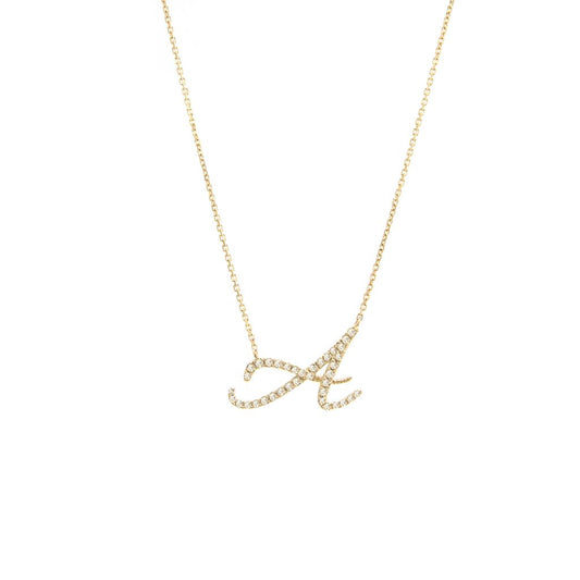 Micro Pave Diamond 0.15ct Initial Letters Necklace