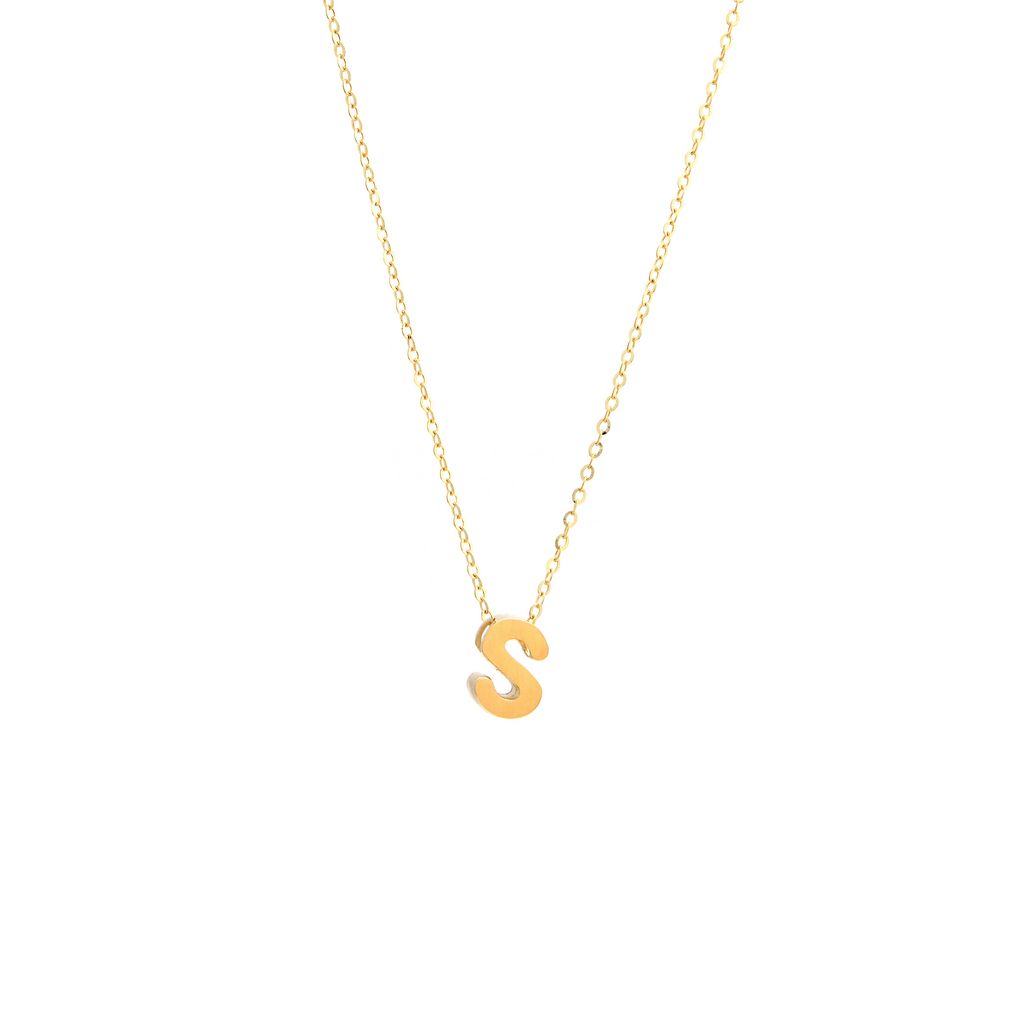 8MM Simple Initial Letter Necklace Cadena con Inicial